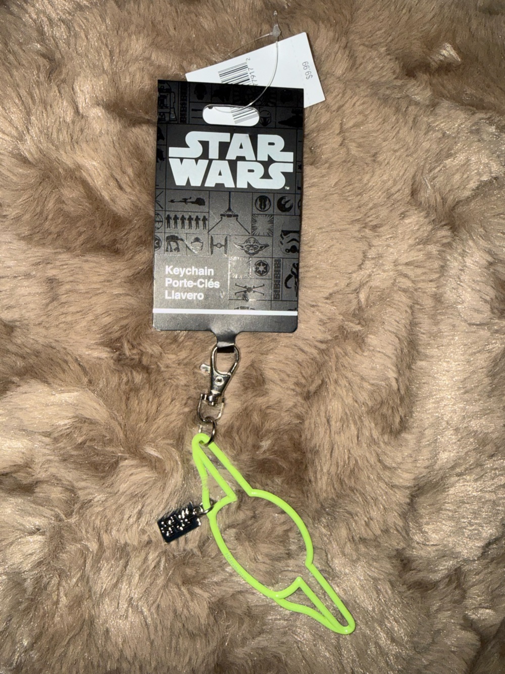 Star Wars The Mandalorian Grogu Hover Pram Neon Green Keychain NWT